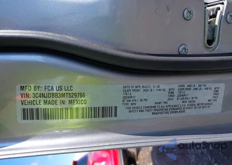 2021 Jeep Compass Latitude 4X4 from USA, damaged, VIN 3C4NJDBB3MT529766